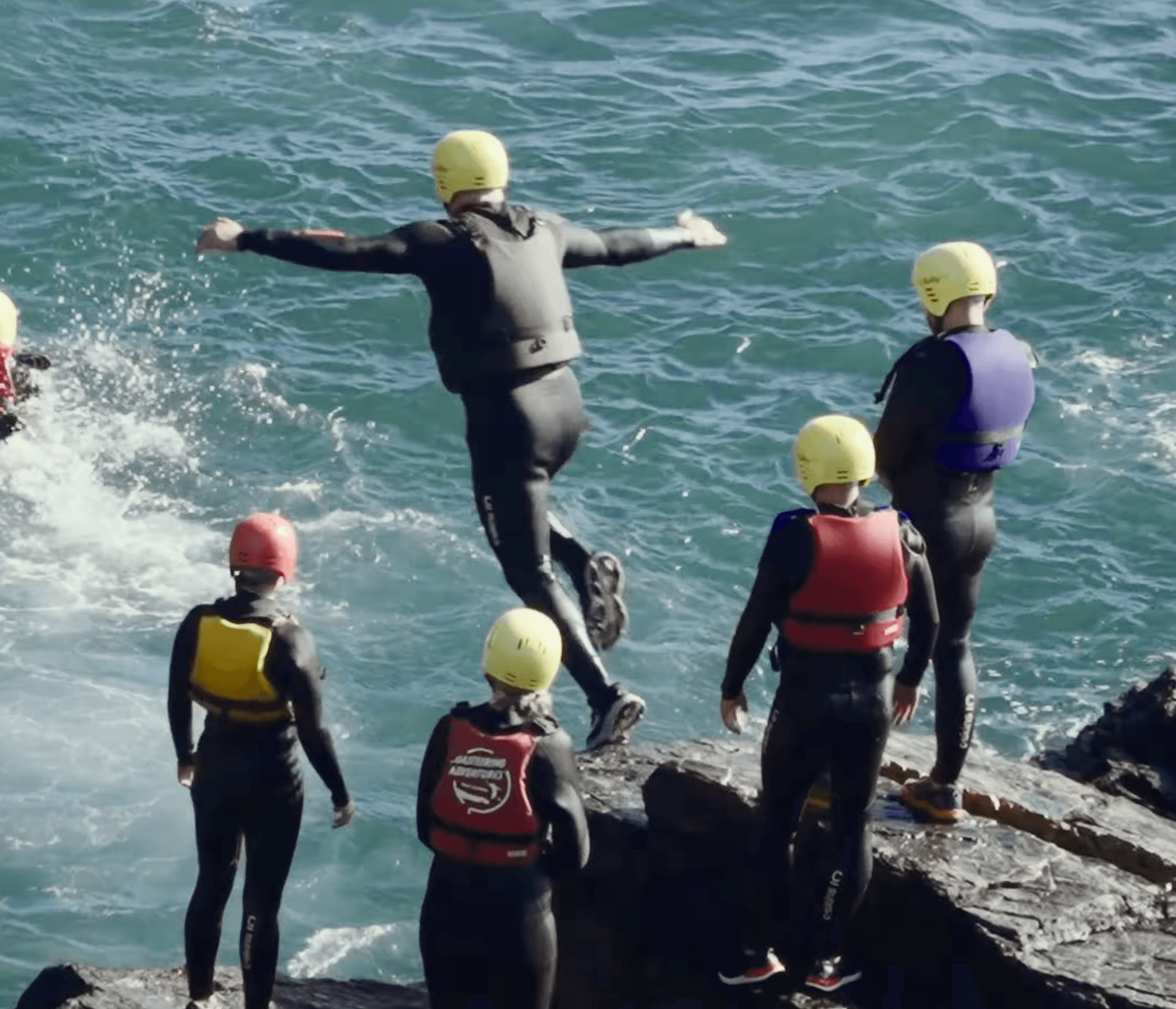 Jumping into the ocean
