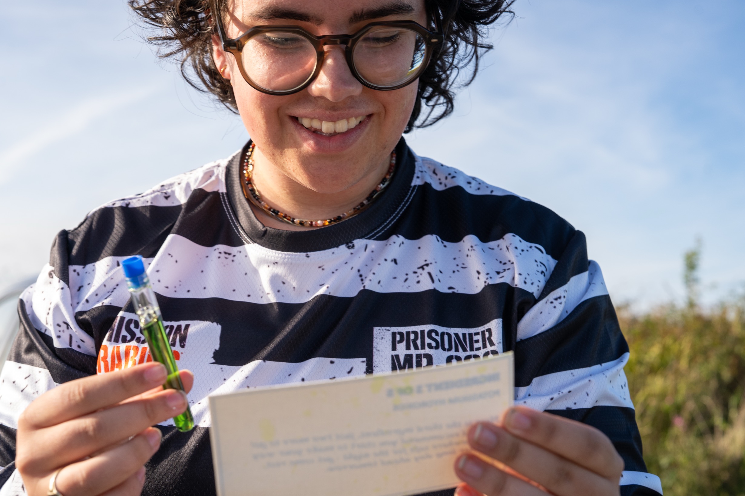 A member of the Rabies Rally team solving a puzzle
